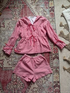Red gingham set
